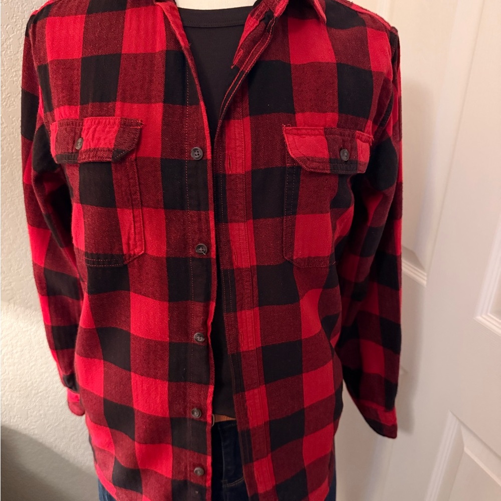 Red and Black Plaid Button Down Shirt - Picture 2 of 7